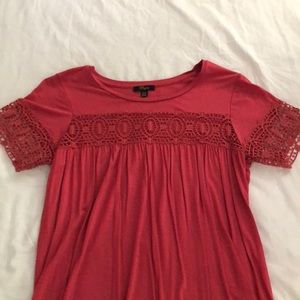 Red TShirt with lace detail